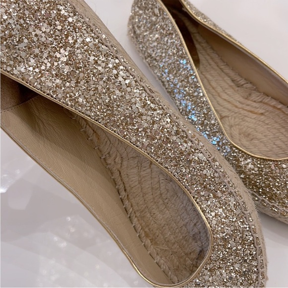 Jimmy Choo Gold Glitter Flat Size 39.5 - Picture 5 of 5